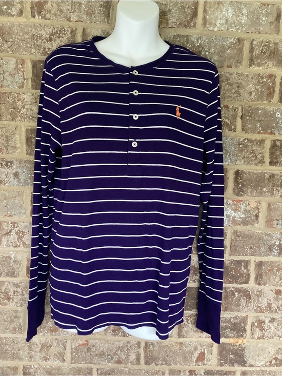 Ralph Lauren Tops - Ralph Lauren  Purple & White long sleeve T-shirt Henley Orange pony